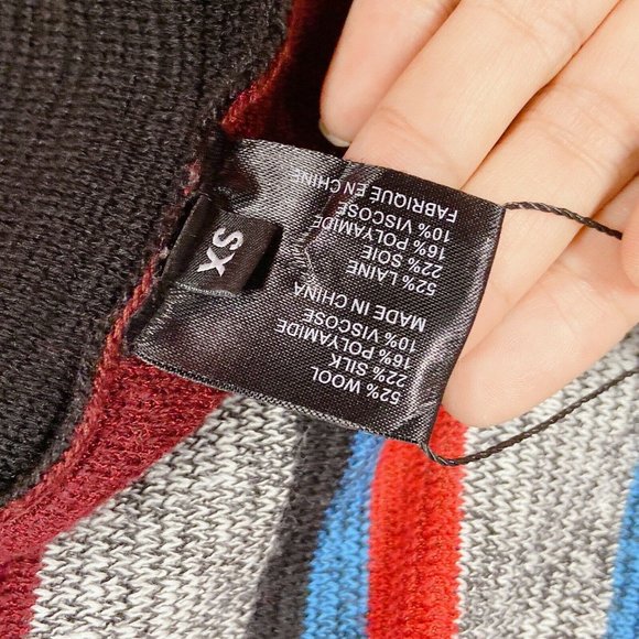 Proenza Schouler Stripped Longline Slip Vest Sweater Wool Silk Black Red Size XS - Picture 8 of 8